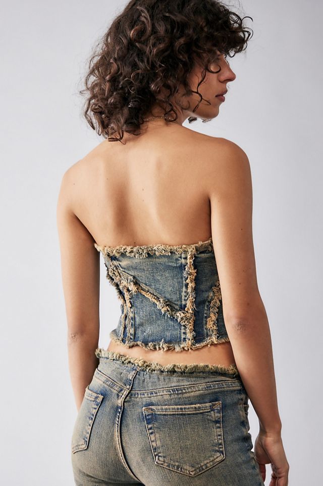 BDG Courtney Frayed Denim Corset Top  #3