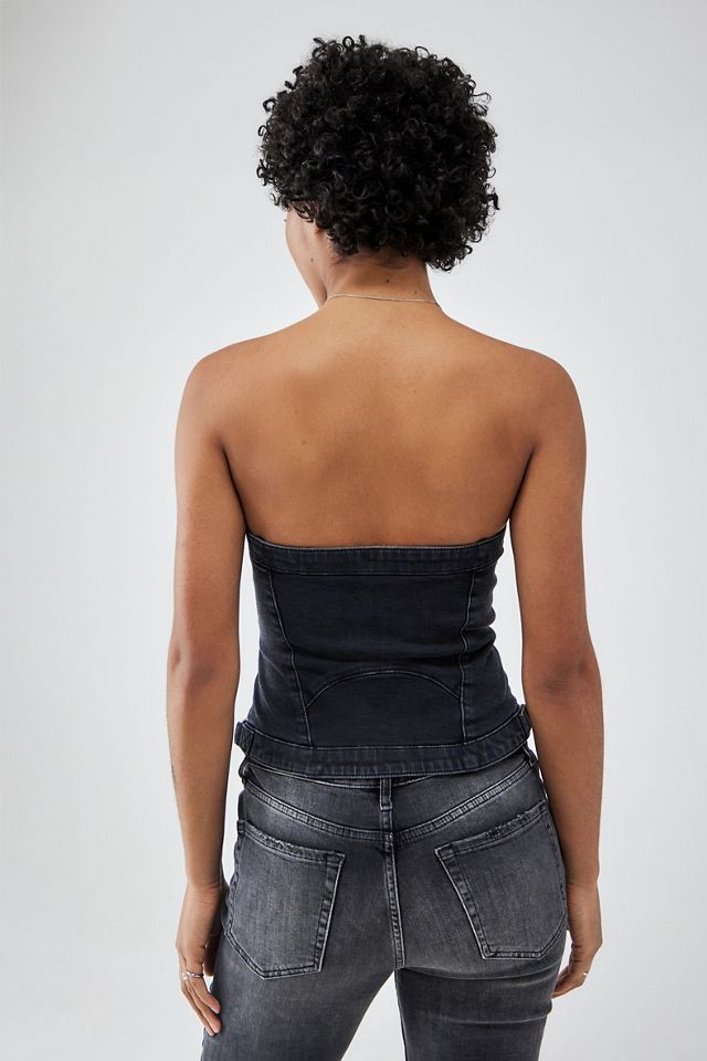 BDG Black Denim Motocross Corset Top #3