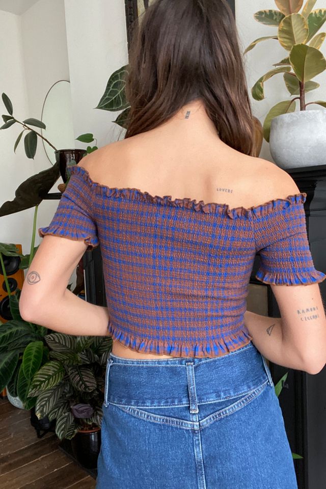 UO Check Wade Bardot Top #2