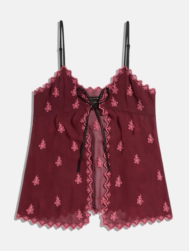 UO Babydoll Embroidered Cami Top  Embroidered cami top, Cami tops