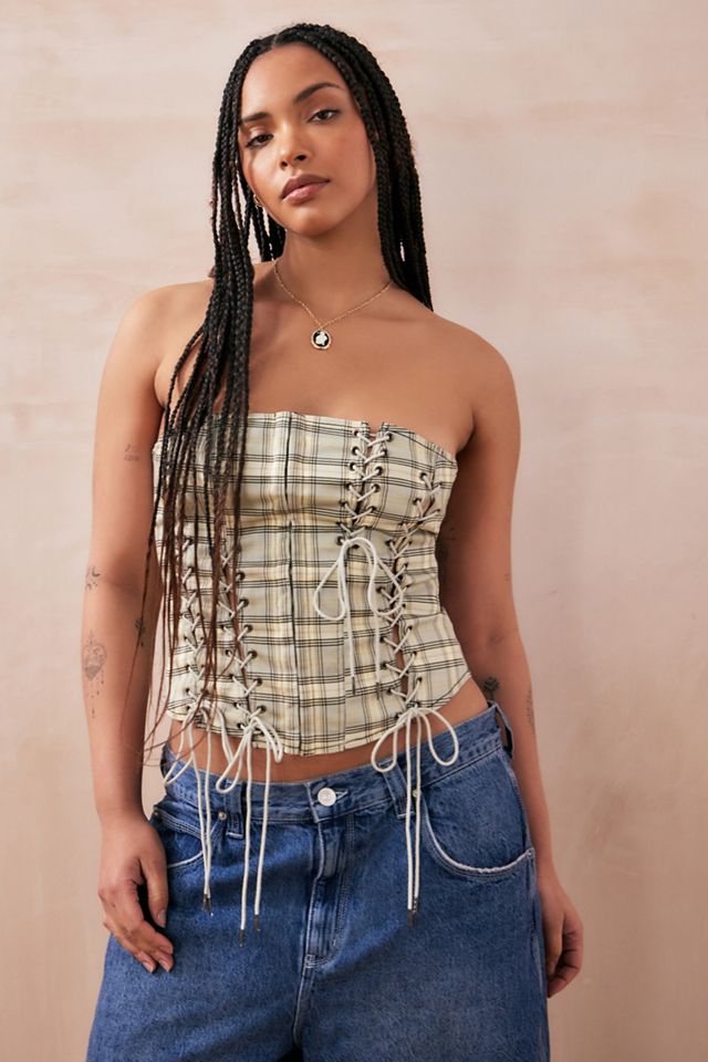 UO Celina Checked Lace-Up Corset #4