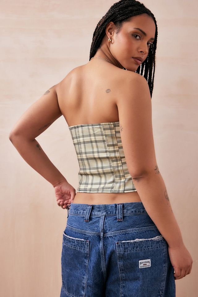 UO Celina Checked Lace-Up Corset #7