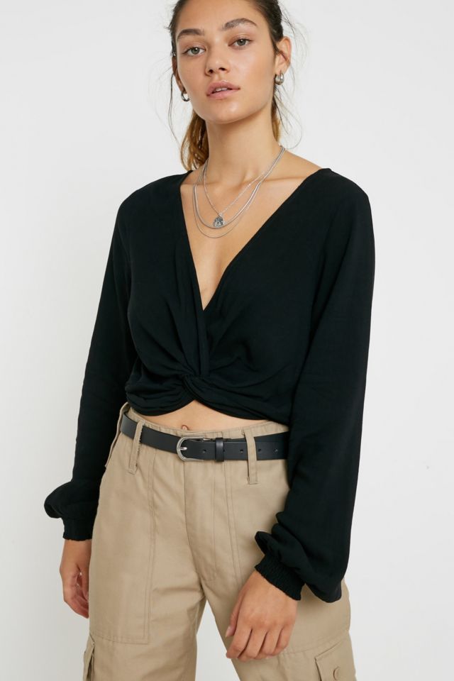 UO Twist Front Long Sleeve Blouse | Urban Outfitters UK