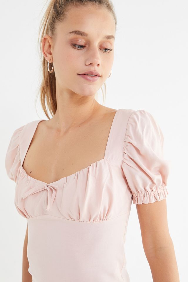 UO Cassia Rose Puff Sleeve Top | Urban Outfitters UK