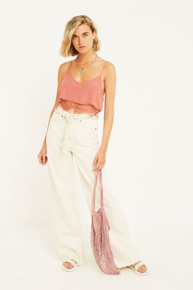 UO Vera Pink Cropped Lace Cami #2