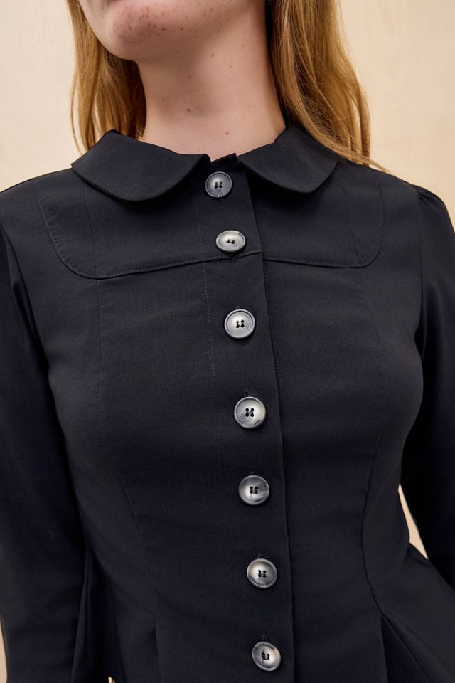 Silence + Noise Black Lyn Pea Jacket Blouse #2