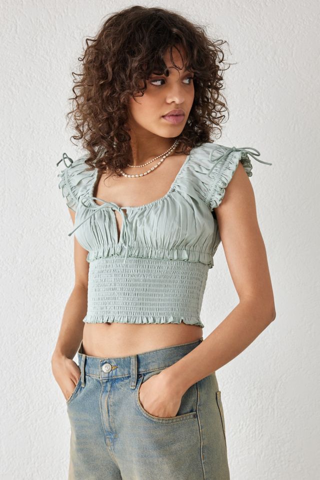 Cropped ruched hot sale top