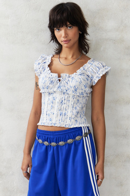 Haut En Dentelle Urban Outfitters – Bleu Kimchi, Taille M, Sans Manches
