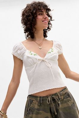 Kimchi Blue Cameron Poplin Embroidered Blouse