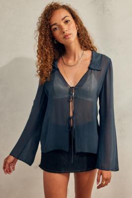 UO Sheer Matilda Blouse