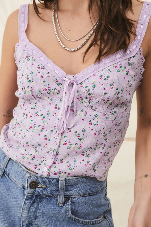 UO - Caraco Raquel à imprimé floral lilas #1