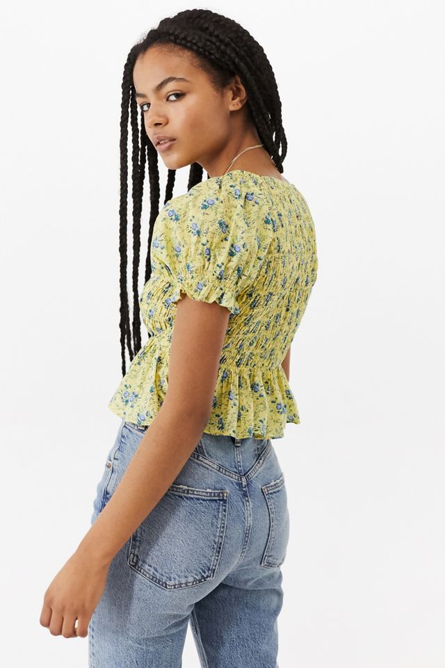 UO Izzy Smocked Puff Sleeve Blouse #1