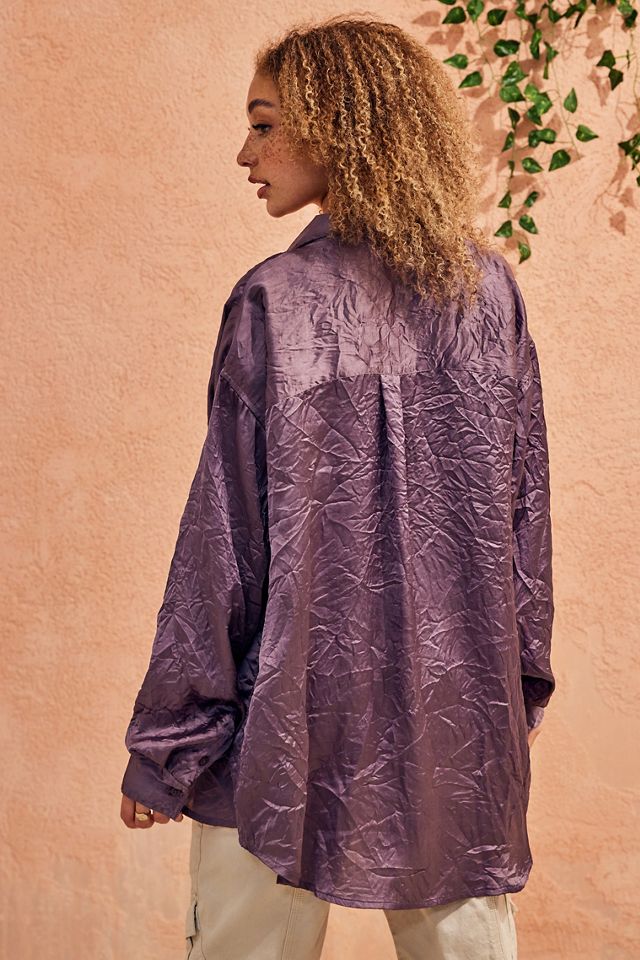 UO Sadie Crushed Satin Shirt  #2