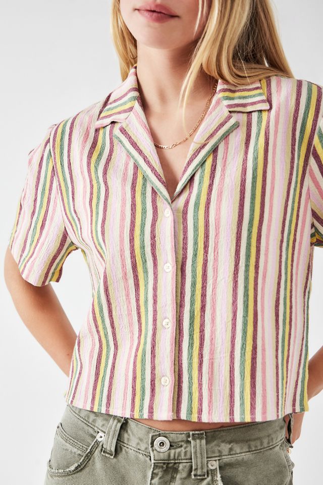BDG Sunshine Stripe Crop Shirt #1