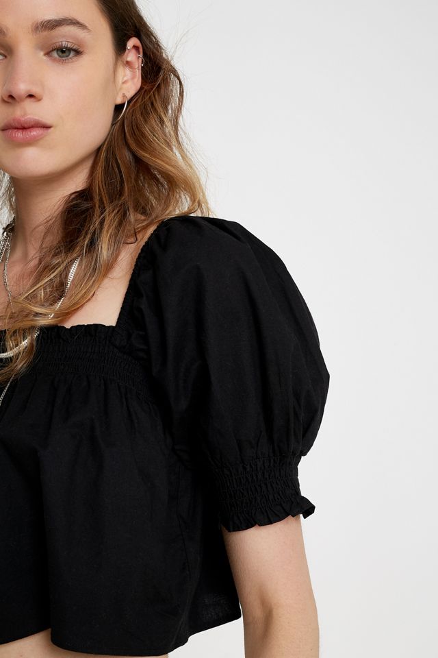 UO Lola Poplin Puff Sleeve Cropped Blouse #3