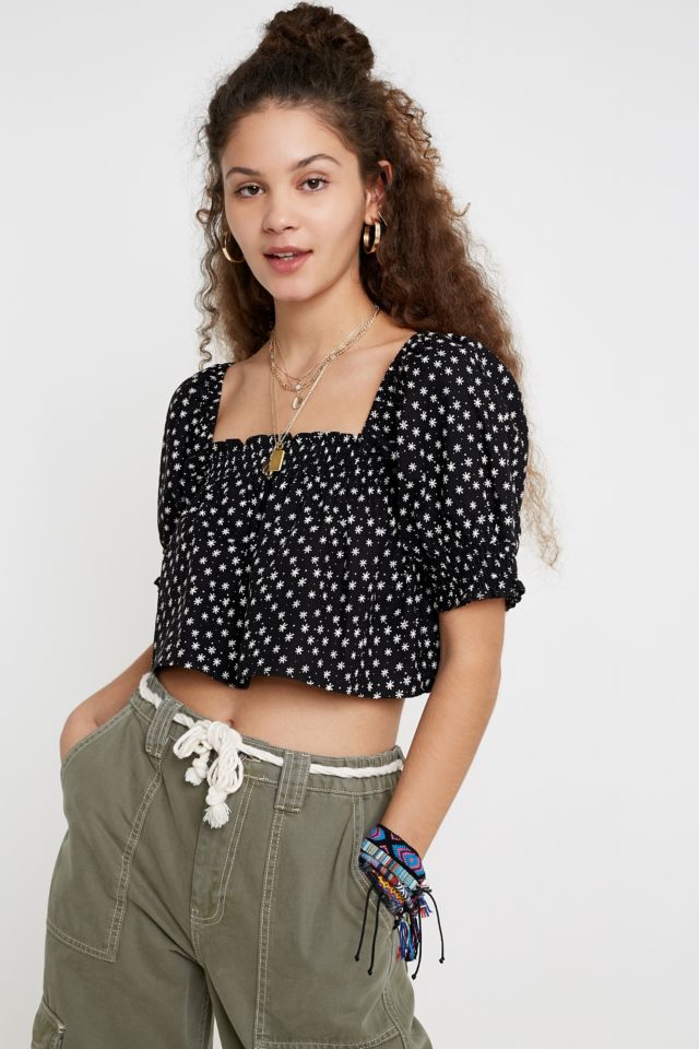 UO Lola Floral Poplin Puff Sleeve Blouse | Urban Outfitters UK