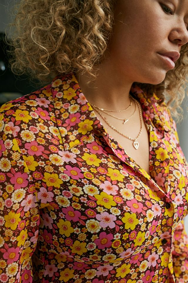 UO Pink Petra Floral Slim-Fit Shirt #1
