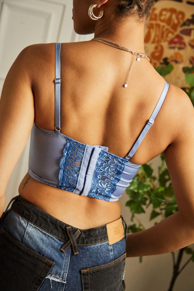 Urban Outfitters Uo Ava Lace & Satin Corset Top in Blue