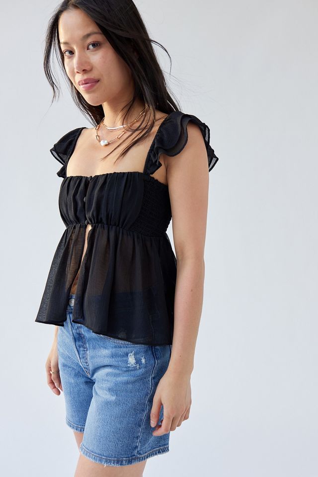 UO Deandra Chiffon Split Hem Top #3