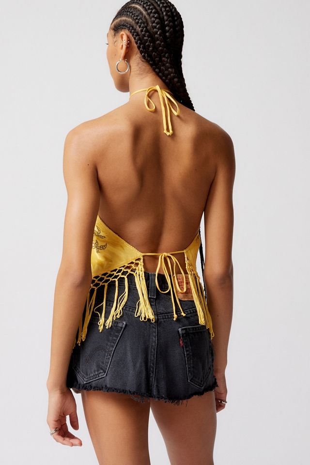 UO Rose Garden Fringed Halterneck Top #3