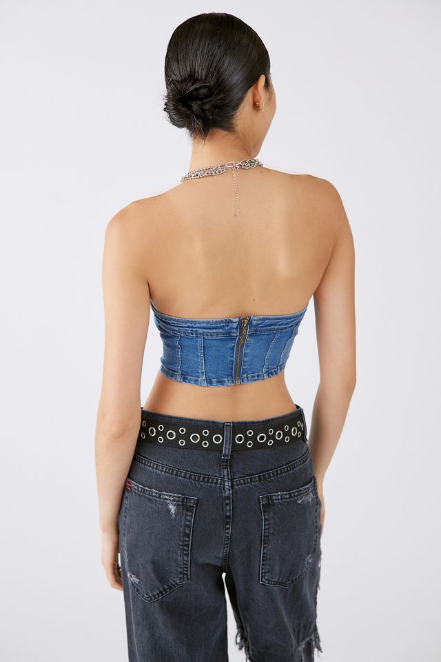 UO Rena Cut-Out Tinted Denim Boob Tube #2