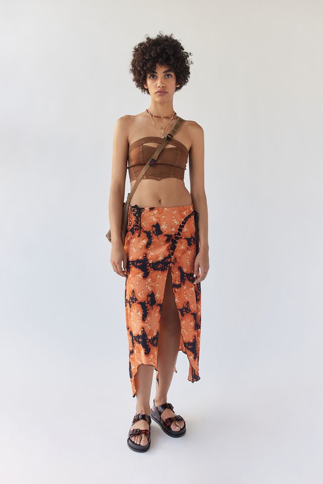 UO Rena Cut-Out Light Brown Denim Boob Tube #3