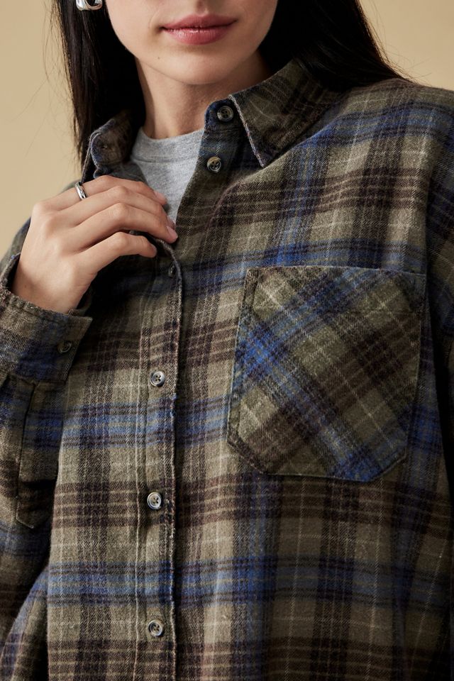 BDG Rae Oversized Green Check Shirt #1