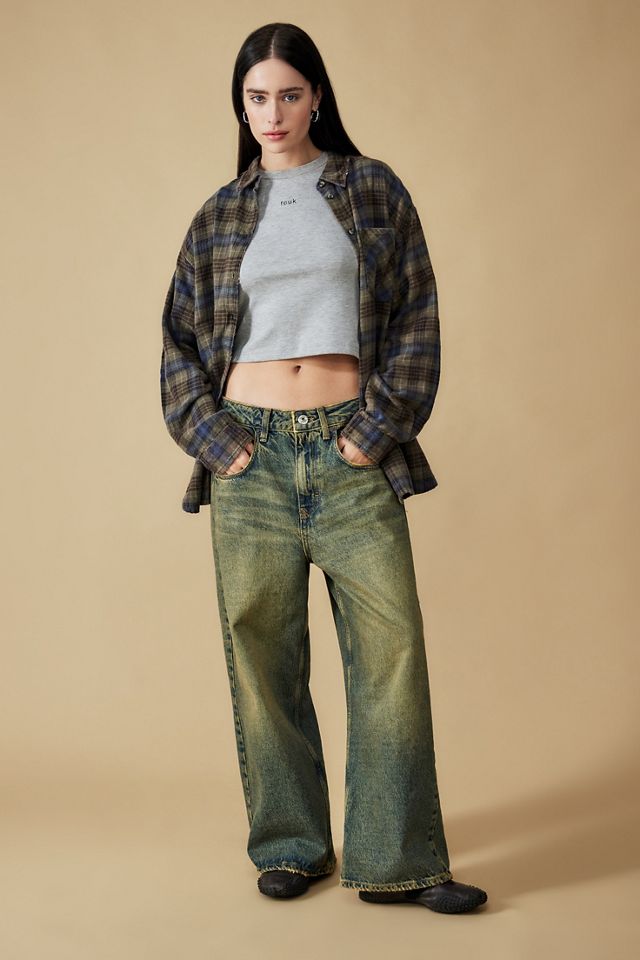 BDG Rae Oversized Green Check Shirt #3