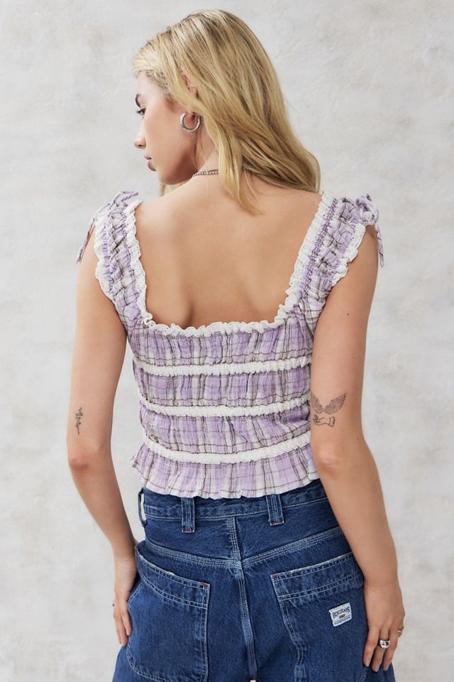 UO Nora Check Tie-Front Cami Top  #3