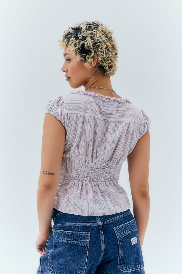 UO Ria Ruffle Striped Blouse #3