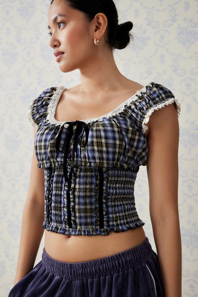 Kimchi Check Nadia Shirred Blouse #1