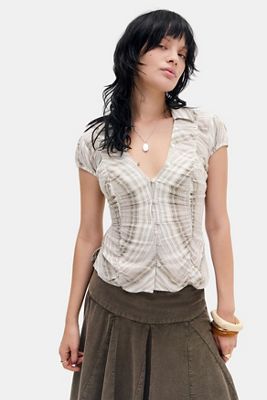 Fsdy – Elegante Vestdo De Swng Con Cuello En V Y Estampado Floral Con Delcado Dobladllo De