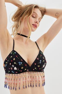 NWOT Urban Outfitters Velvet Beaded Sequin Bra