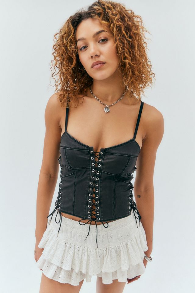 Lace up corset top, Black