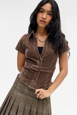 Chemise ceinturée en velours côtelé BDG Polly