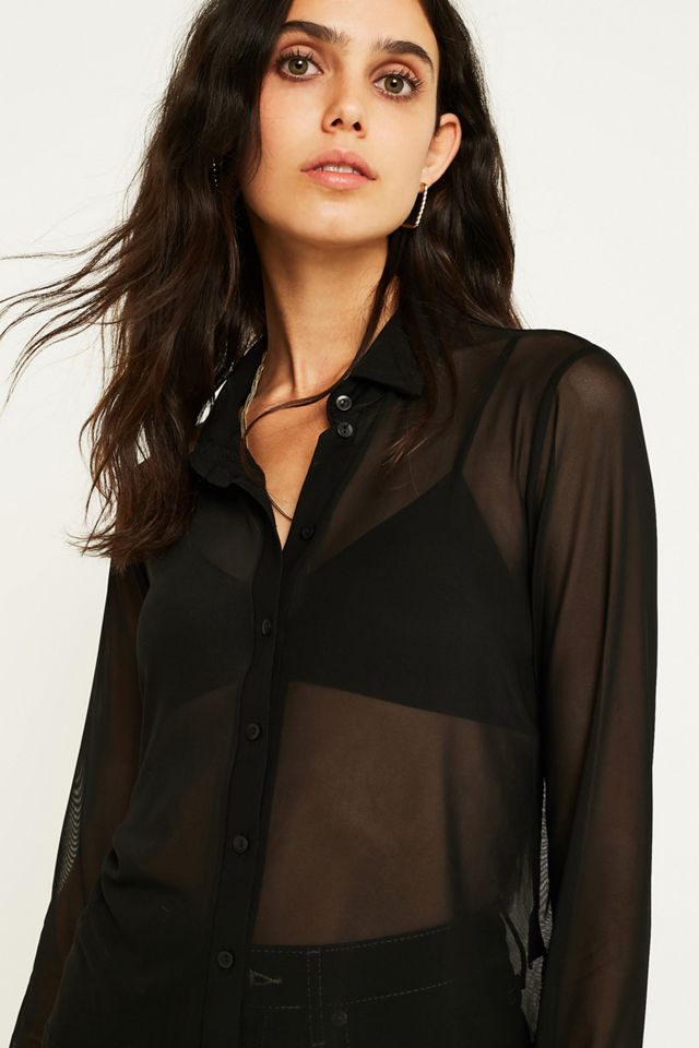 UO Sheer Mesh Long-Sleeve Shirt #4