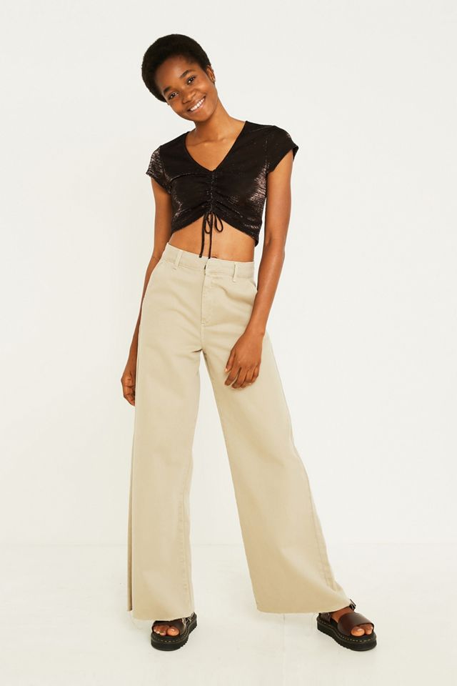 UO - T-shirt pailleté froncé à manches courtes  #2