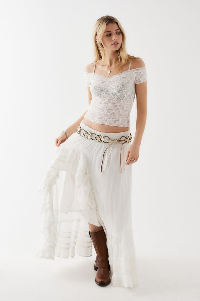 Light Before Dark Lace Off-The-Shoulder Cap Sleeve Top #1