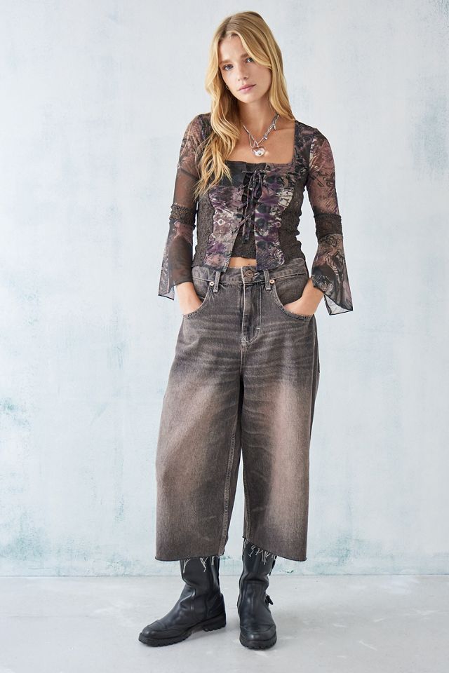 UO Amelia Purple Mesh & Lace Floral Top #2