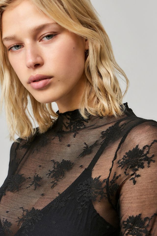 Kimchi Blue Black Lace Luna Funnel Top #2