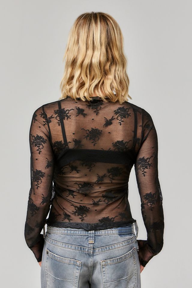Kimchi Blue Black Lace Luna Funnel Top #3
