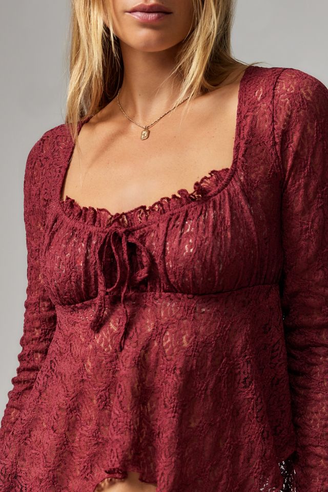 UO Piper Lace Long Sleeve Top #1