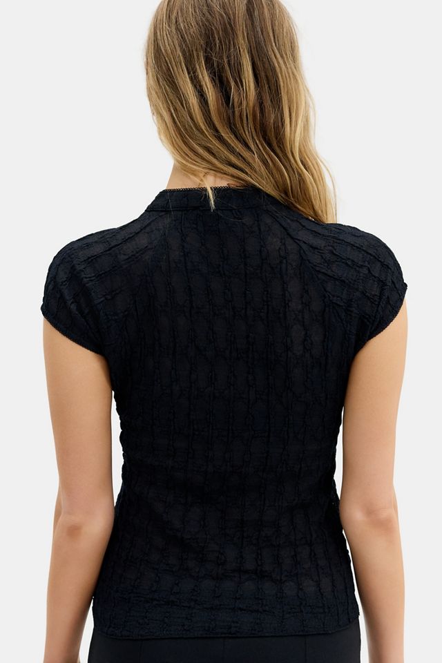 Silence + Noise Aysha Textured Keyhole Top #3