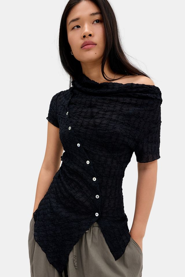 Silence + Noise Blouse asymétrique Rubie à col bénitier avec boutons #5