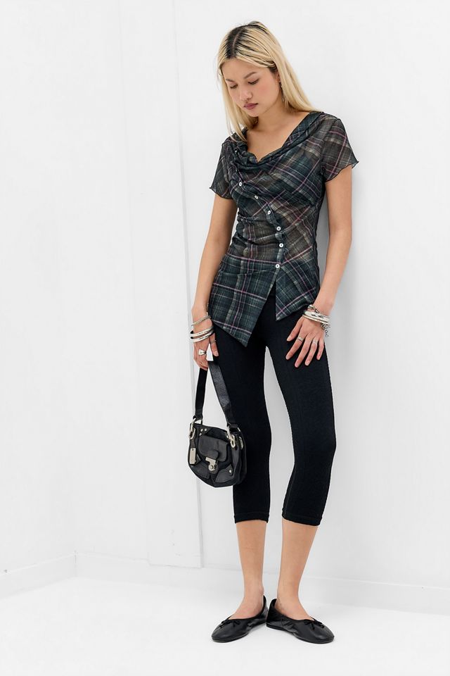 Silence + Noise Rubie Cowl Neck Asymmetric Button Blouse #1