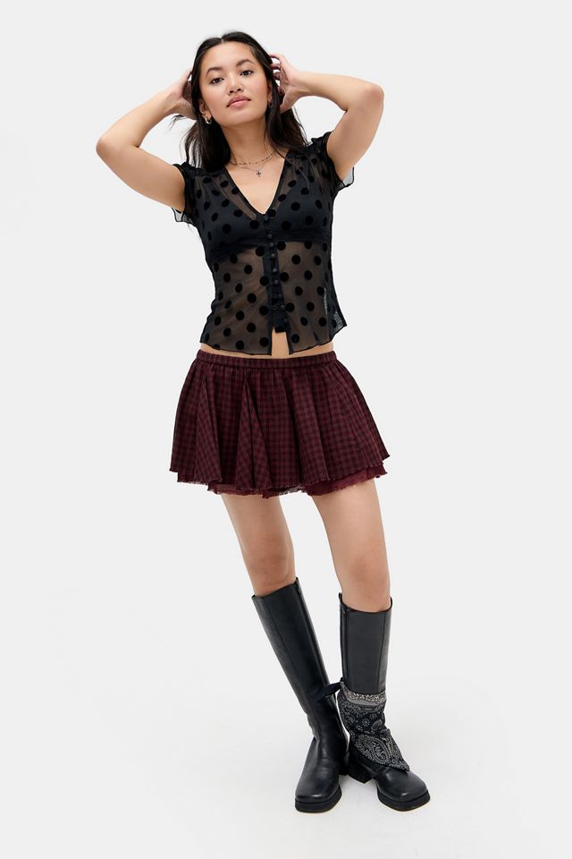 UO Spot Kurzarm Flocked Mesh Hemd #2