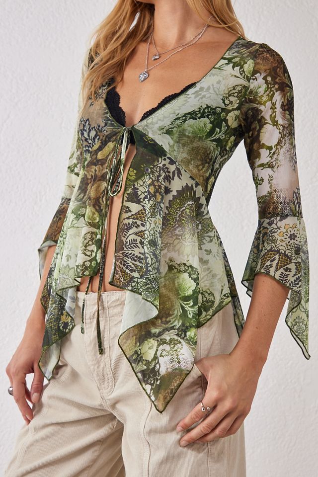 UO Winnie Vintage Floral Flute Sleeve Top #3