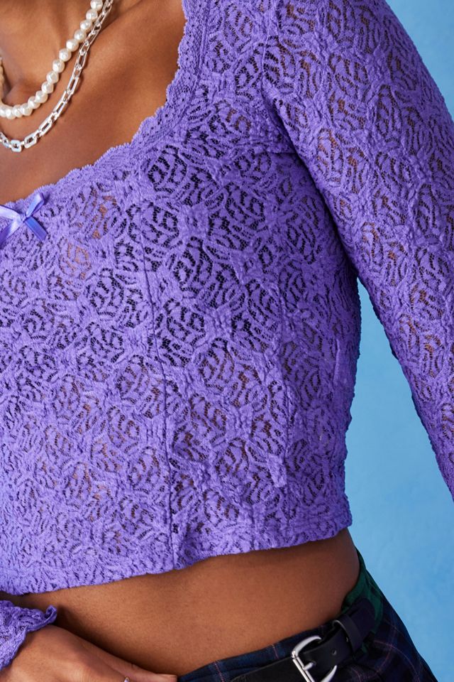 UO Aida Long-Sleeved Lace Corset Top #2