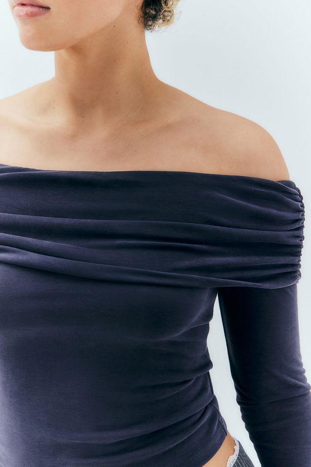 UO Off-The-Shoulder Cupro Long Sleeve Top  #1