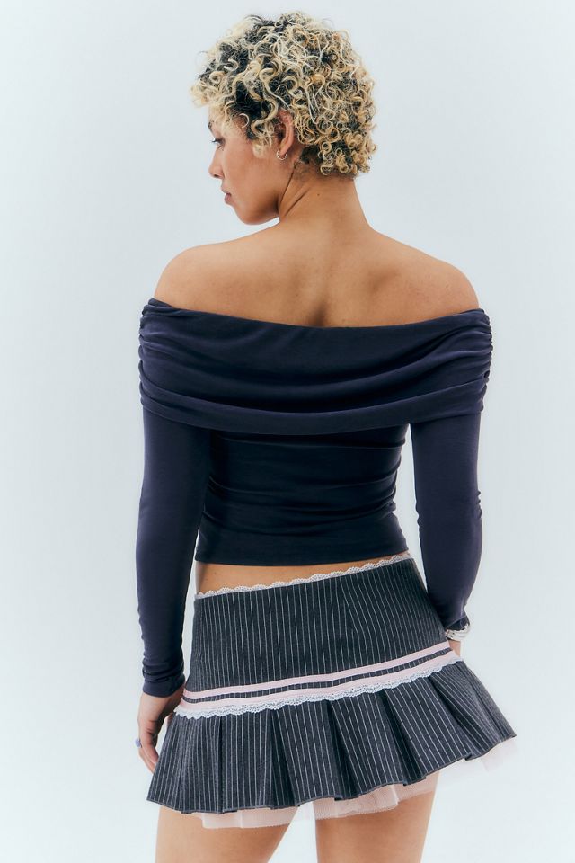 UO Off-The-Shoulder Cupro Long Sleeve Top  #3